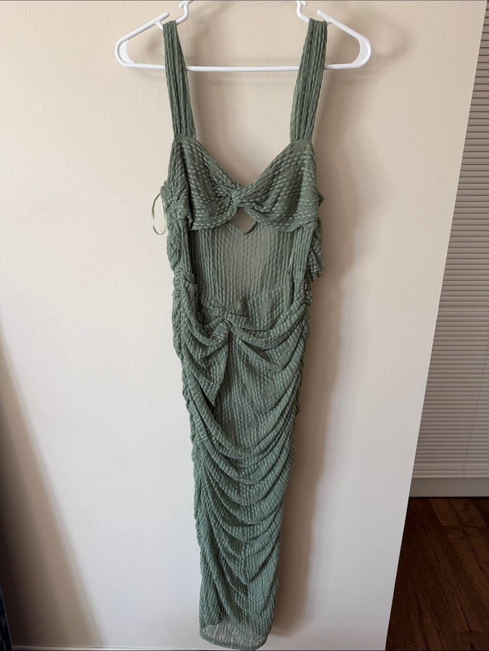 Selfie Leslie Olive Green Textured Maxi Dress